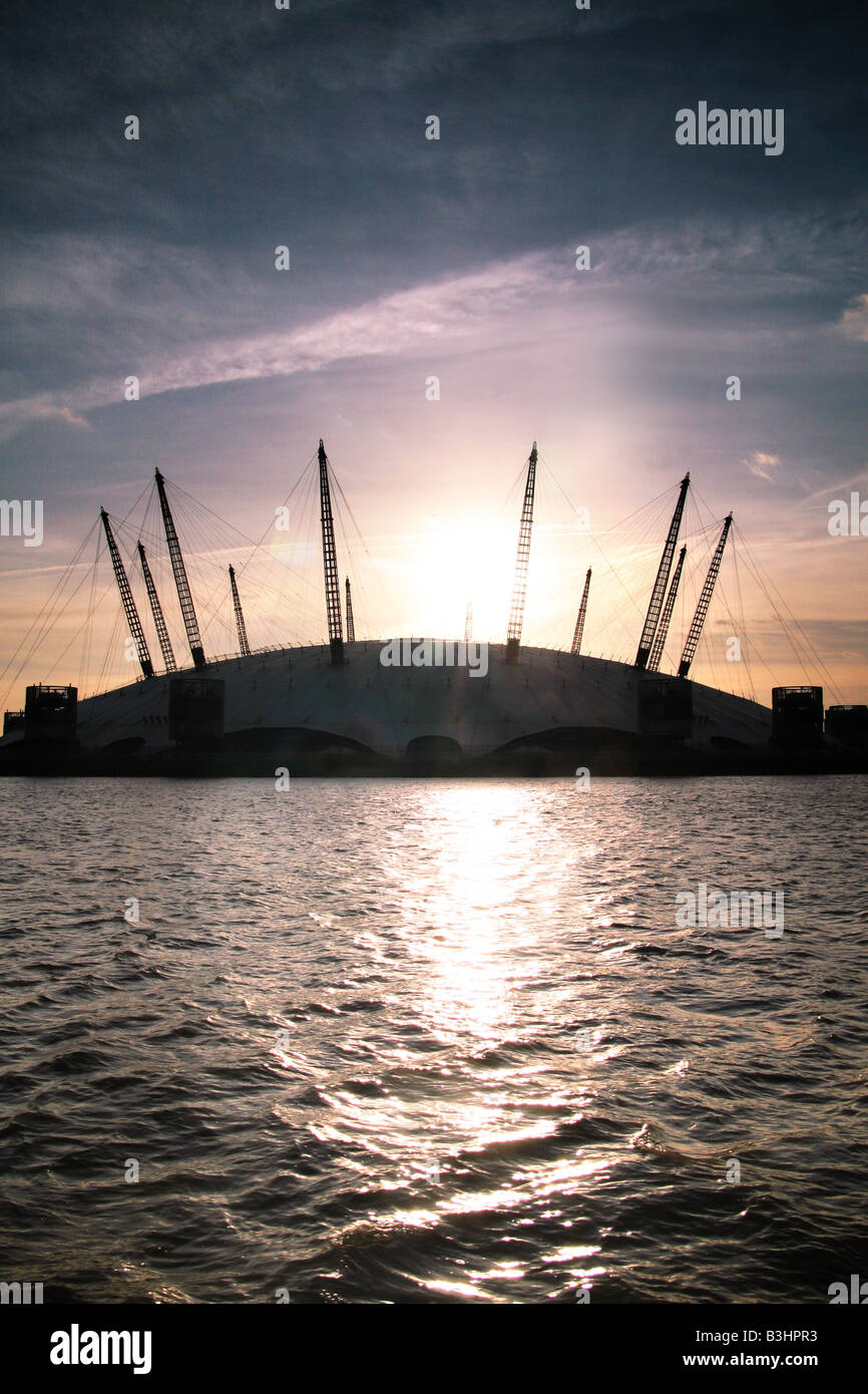sunset over the O2 arena Stock Photo