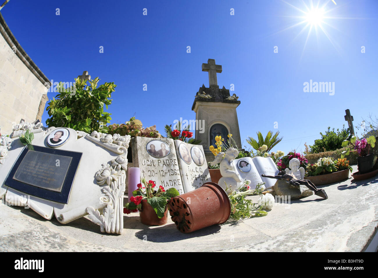 grave at a majorcan cemetary Stock Photo
