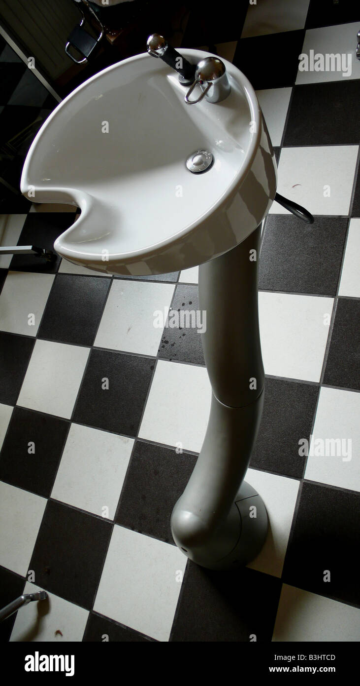 wash basin for hair washing in a barbershop Stock Photo