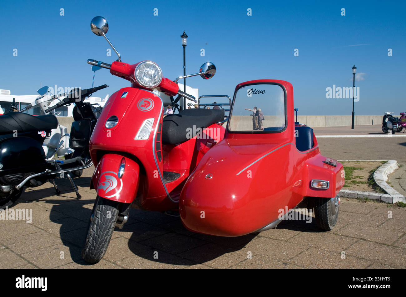 Red Scooter and sidecar at the Lambretta Club GB Isle of Wight Rally 2008  Stock Photo - Alamy