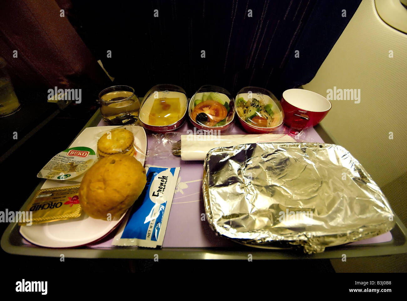 Airline food on a flight Stock Photo Alamy