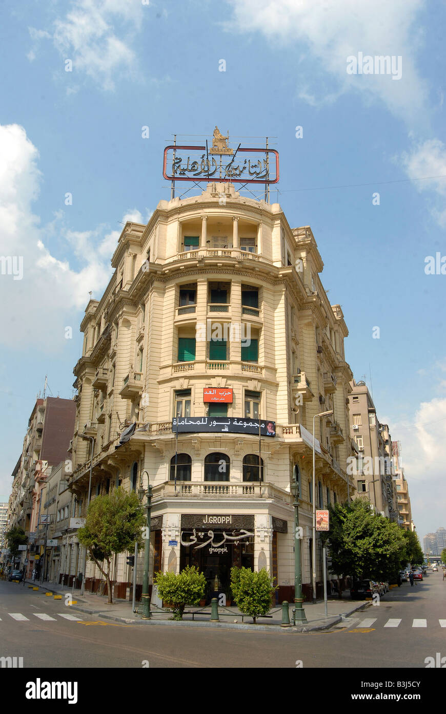 Cafe Groppi in Downtown Cairo is a well-known tourist attraction, built in art deco style. Stock Photo