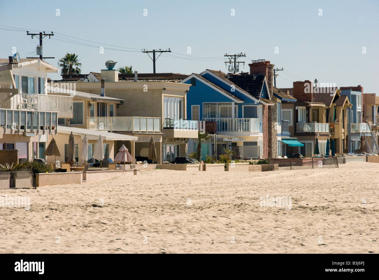 balboa peninsula beach residential houses home newport beach orange county, california ca usa three miles 5 km long, california Stock Photo