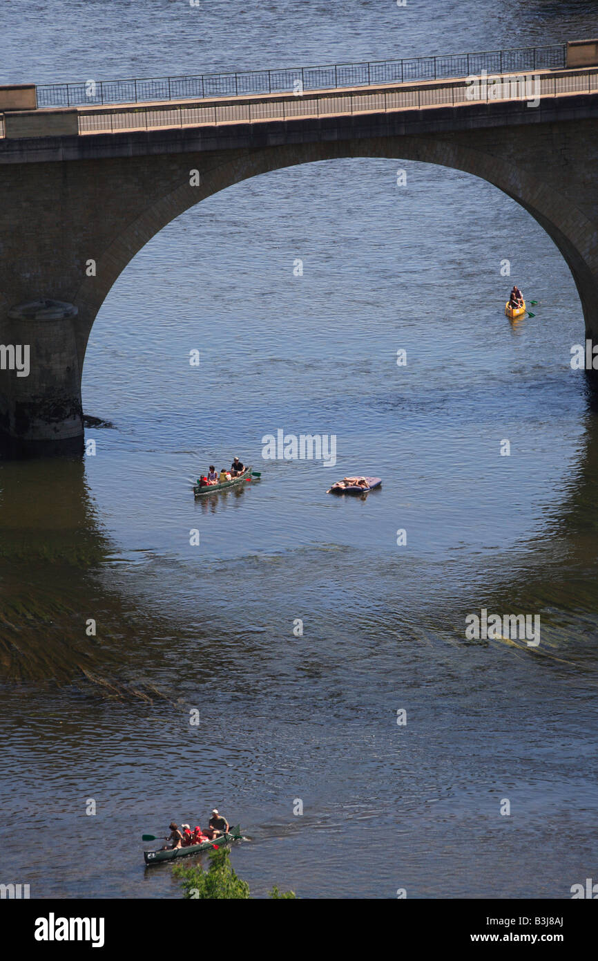 Limeuil Dordogne river canoe bridge France Stock Photo Alamy