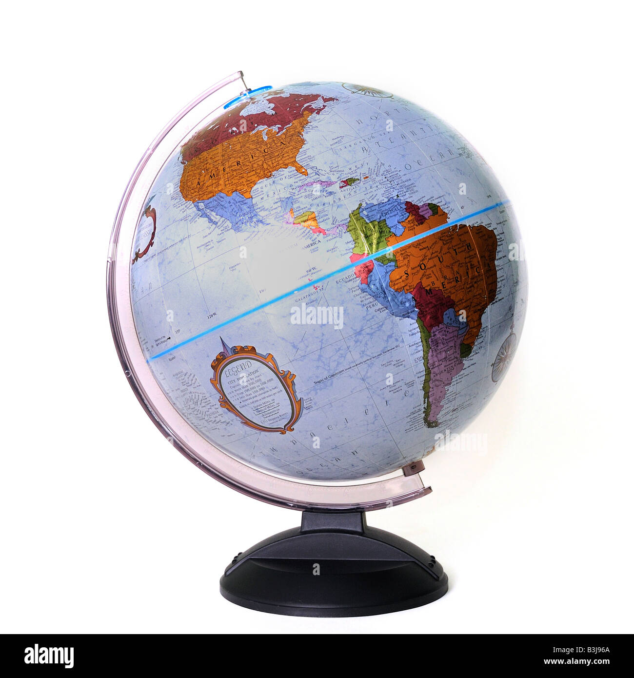 A world globe on a stand showing continents. Stock Photo