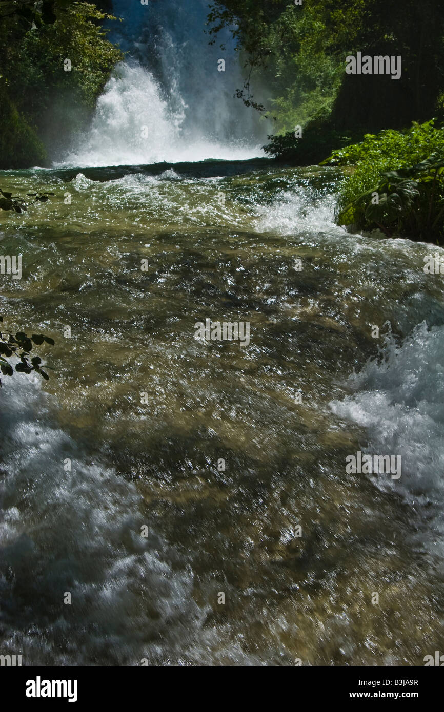 italy umbria marmore falls natural scenary water river plant people watch look panorama terni Stock Photo