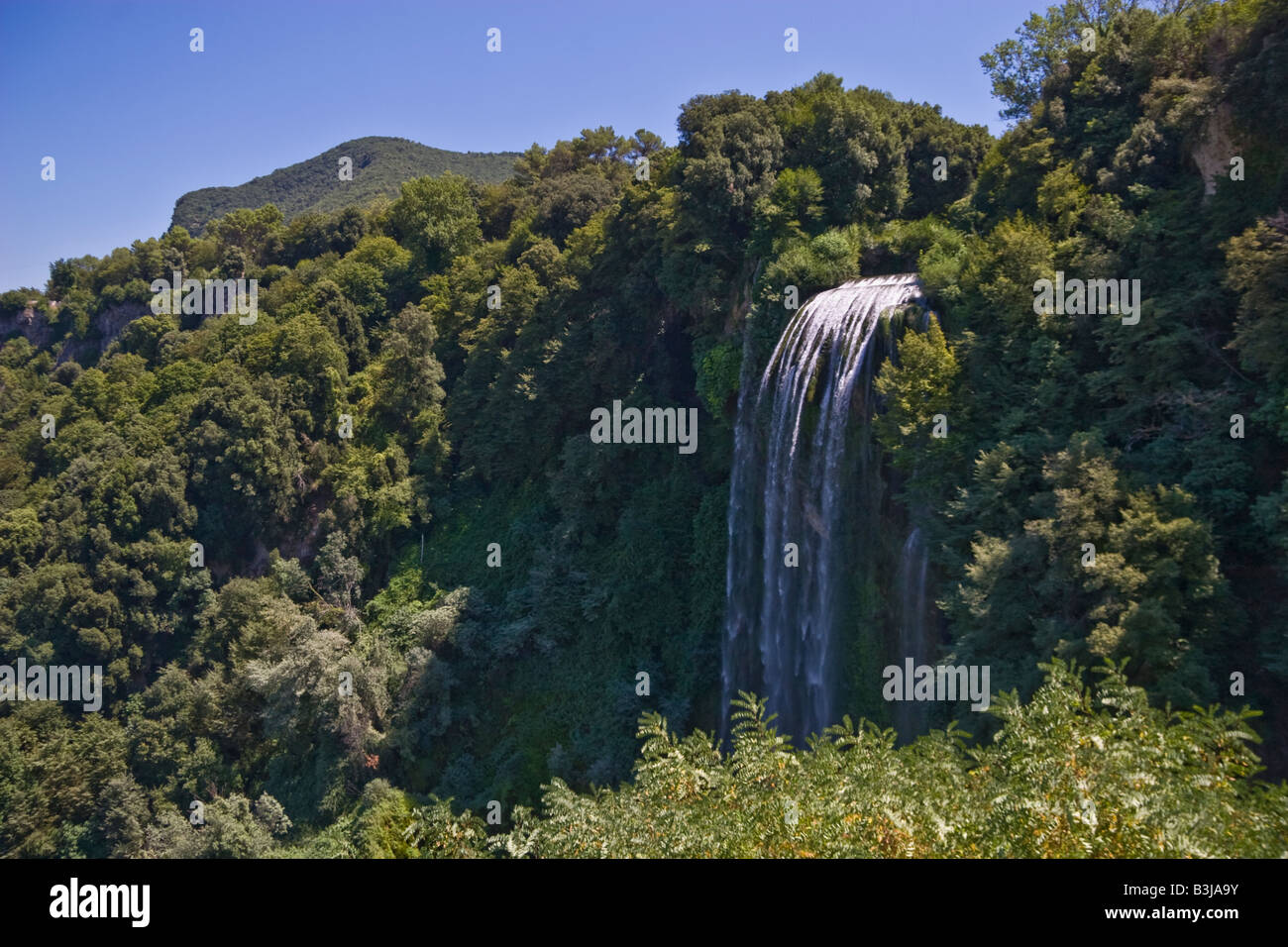 italy umbria marmore falls natural scenary water river plant people watch look panorama terni Stock Photo