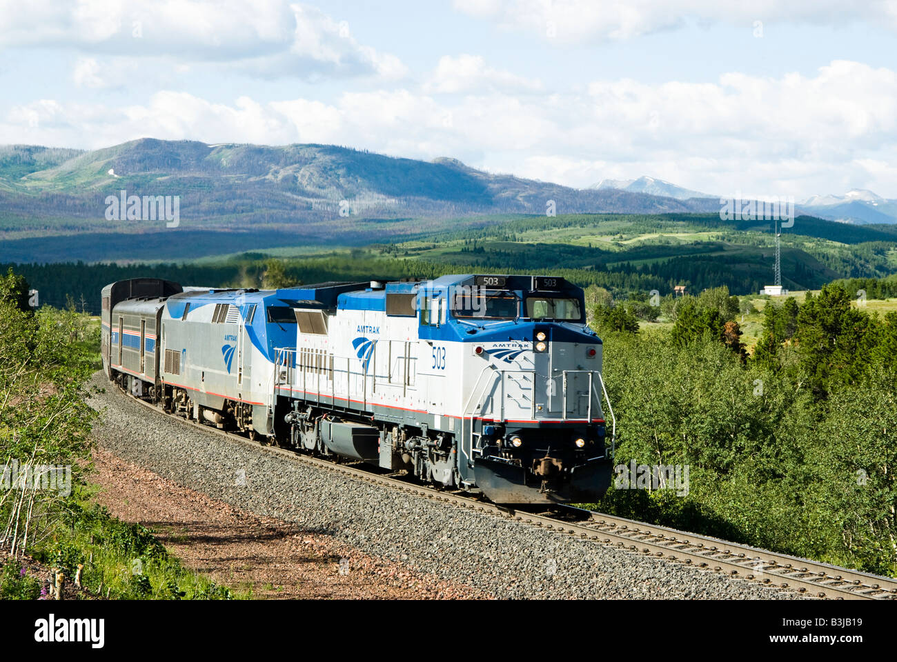 Amtrak passenger train in a scenic area of Montana Stock Photo Alamy