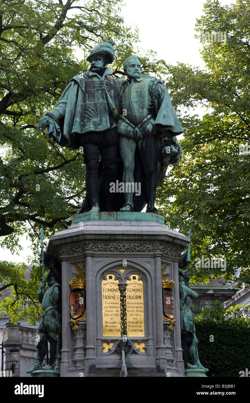 Counts Egmont and Hornes. Bronze statue, made by Charles August Fraikin