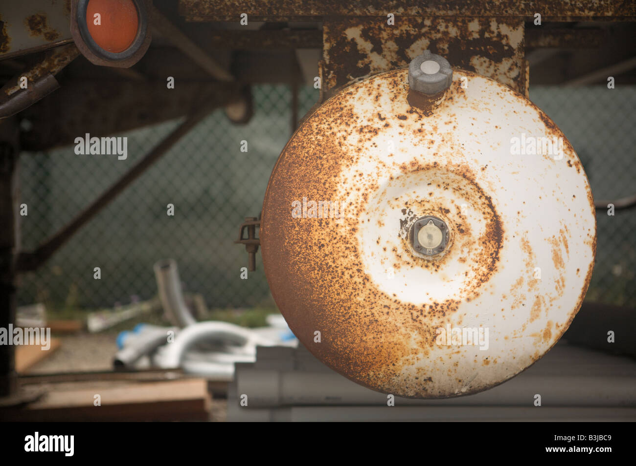 white truck gas tank detail rusted Stock Photo Alamy