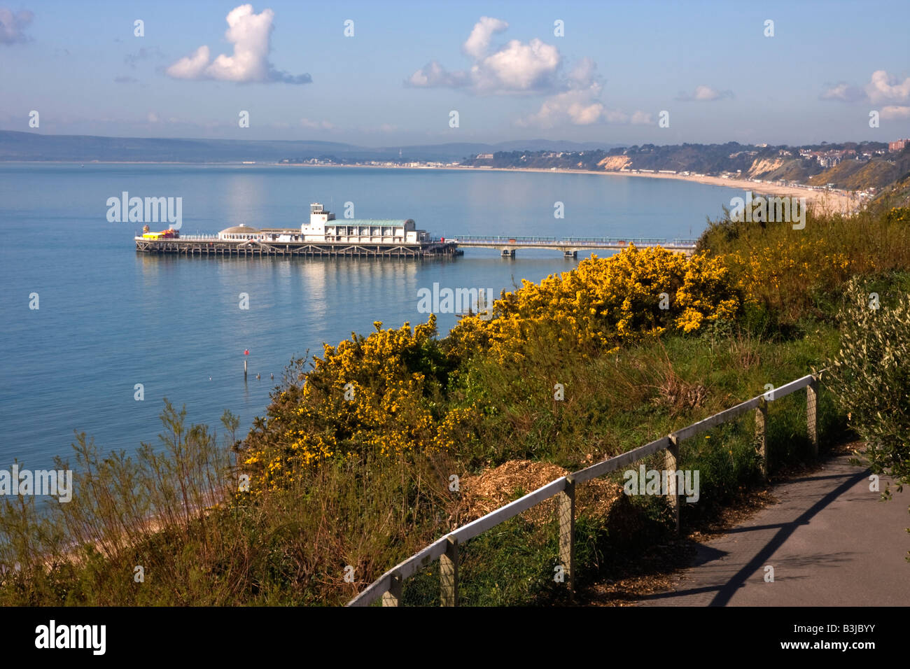 Bournemouth Pier from East Cliff, Poole Bay, Dorset, UK Stock Photo