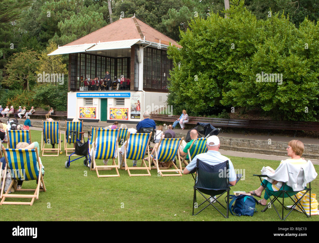 People relaxing at Garden concert  in Bournemouth, Dorset, UK Stock Photo
