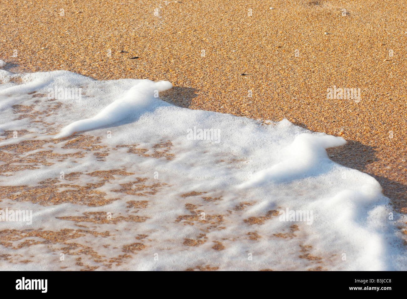 Sea surf foam on coastline sand Stock Photo