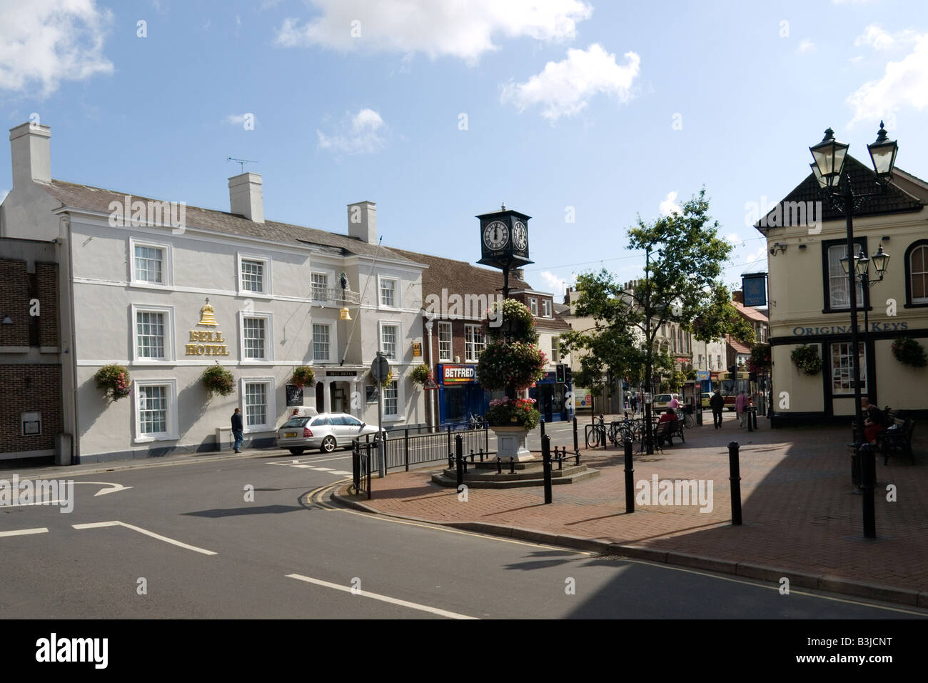 The Bell Hotel at the junction of Market Place and Mill Street in the town of Driffield East Yorkshire Stock Photo
