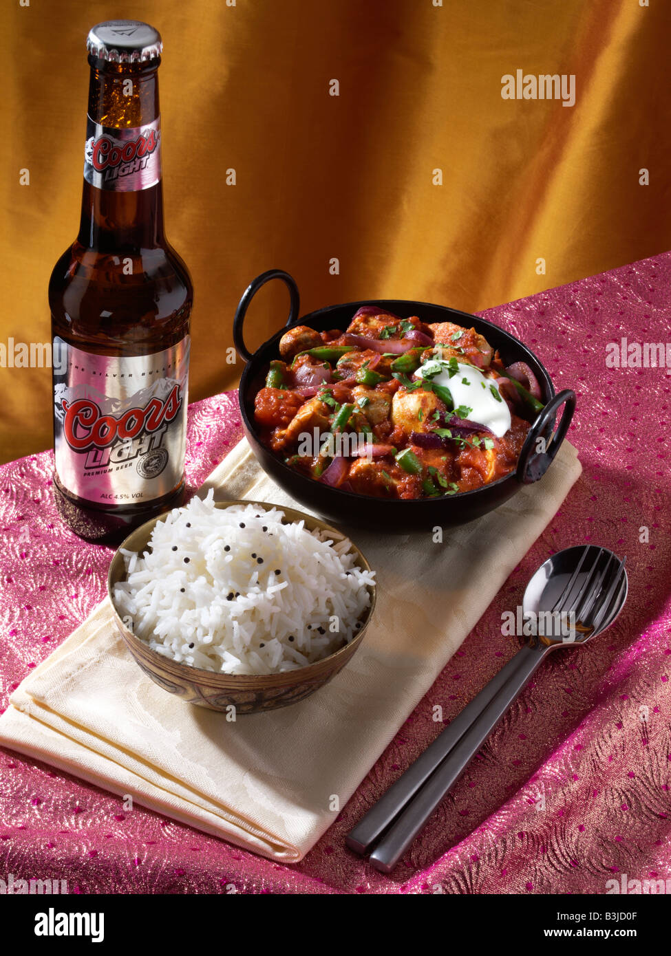 Chicken curry basmati rice black onion seeds hi-res stock photography ...
