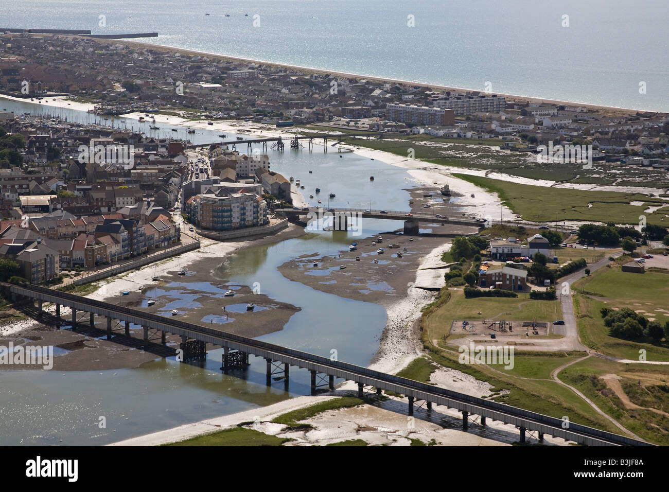 Aerial view of the River Adur at Shoreham by Sea Sussex England Stock Photo Alamy