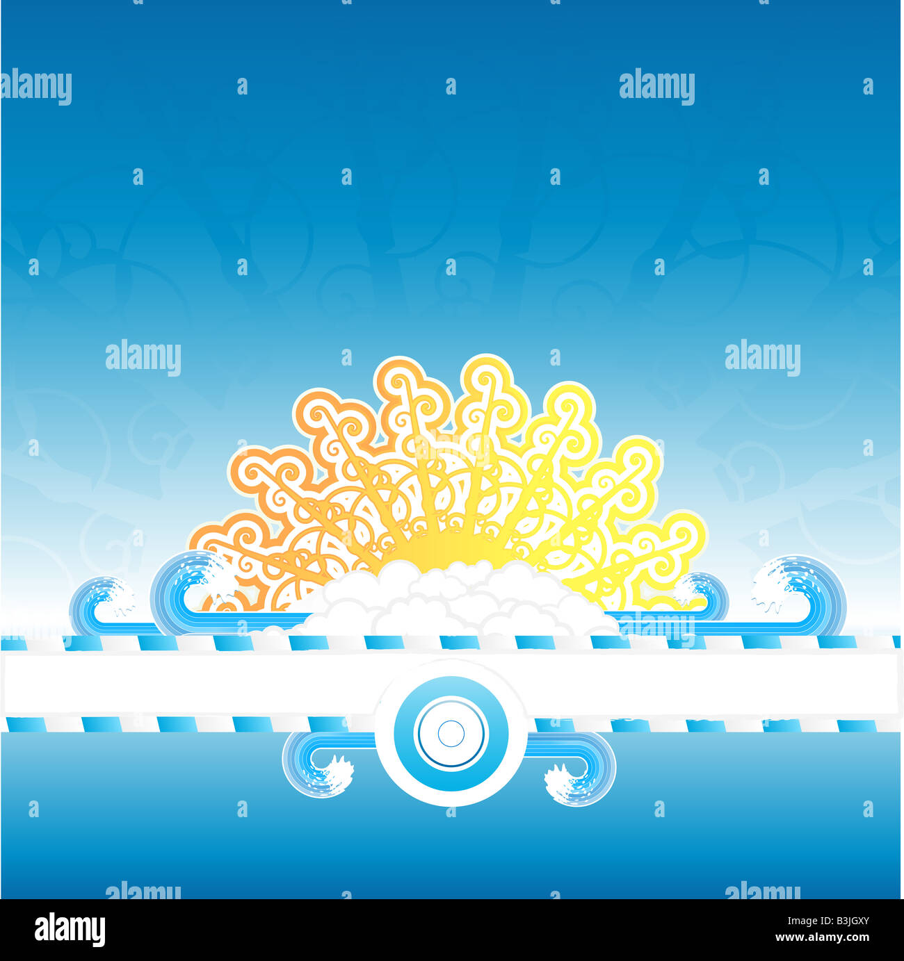Vector illustration of a multi layered sunny summer background design Stock Photo