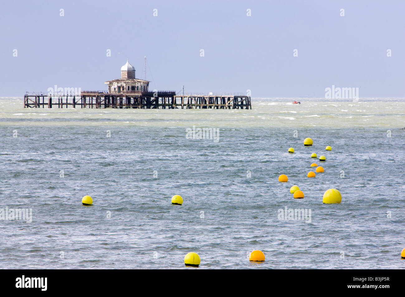 Pier and marker buoys in Herne Bay in Kent Stock Photo