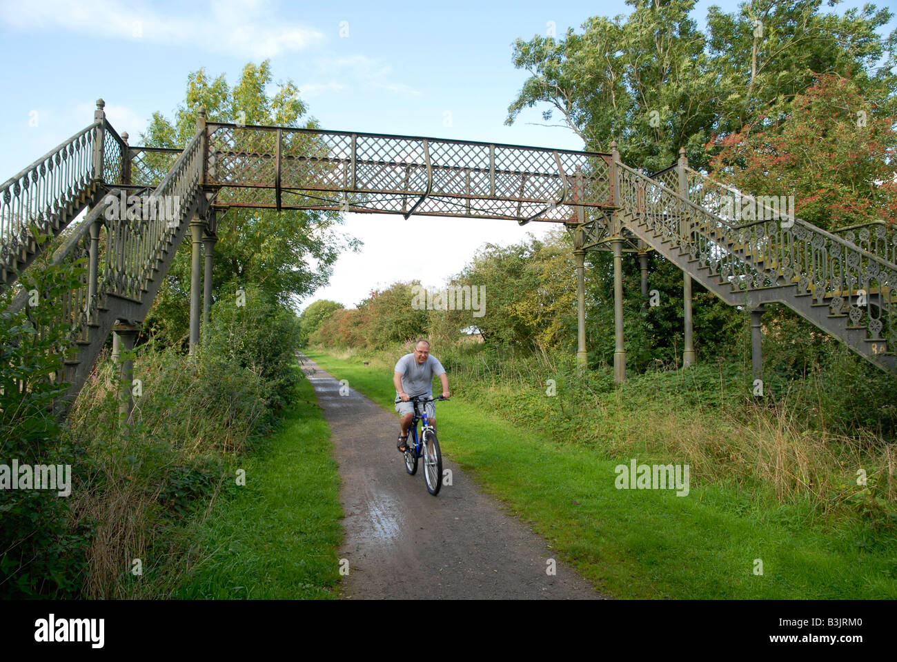 Disused railway bridge over the Brampton Valley Way near Maidwell Northamptonshire 2008 Stock Photo