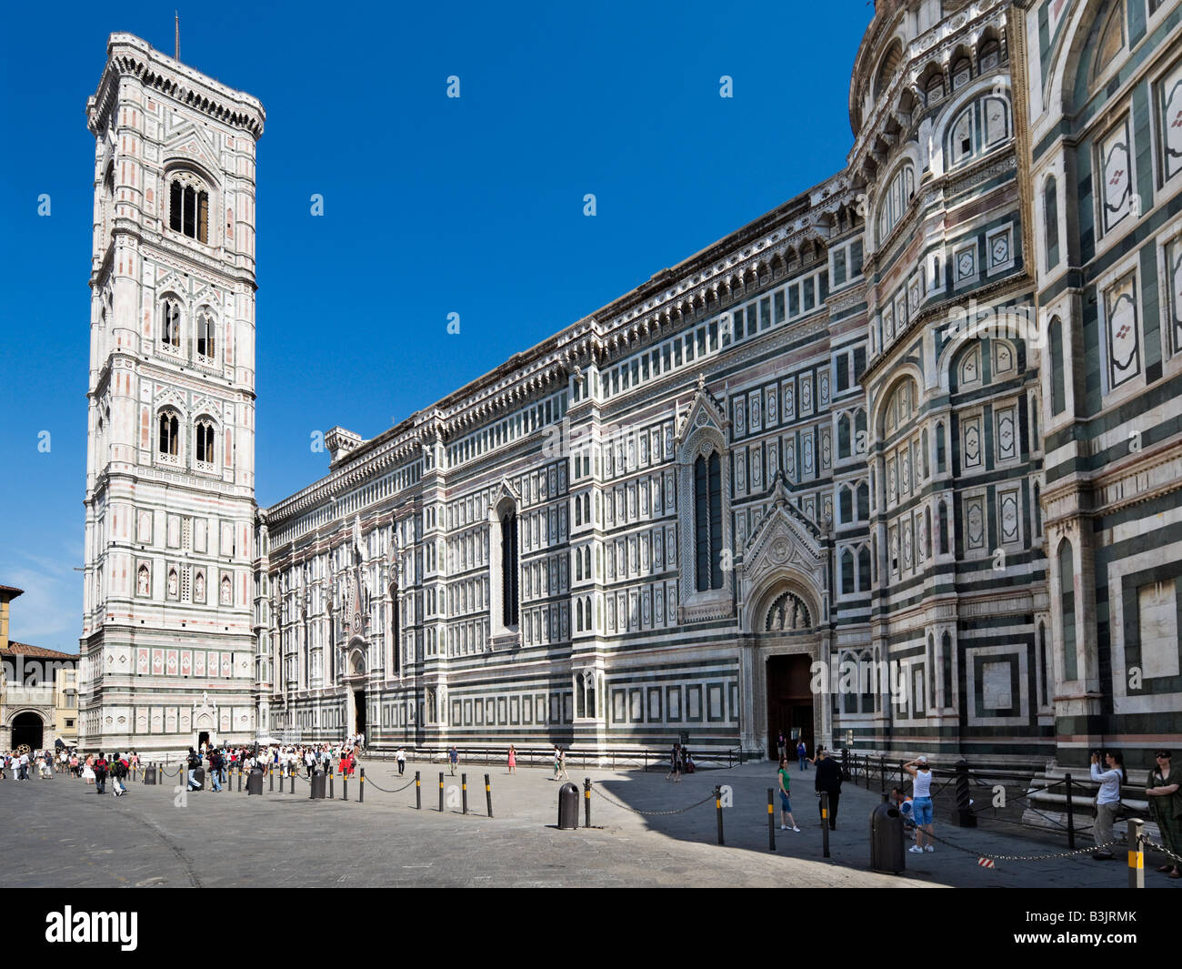 Basilica di Santa Maria del Fiore (the Duomo) and Giotto's Campanile from Piazza del Duomo, Florence, Tuscany, Italy Stock Photo