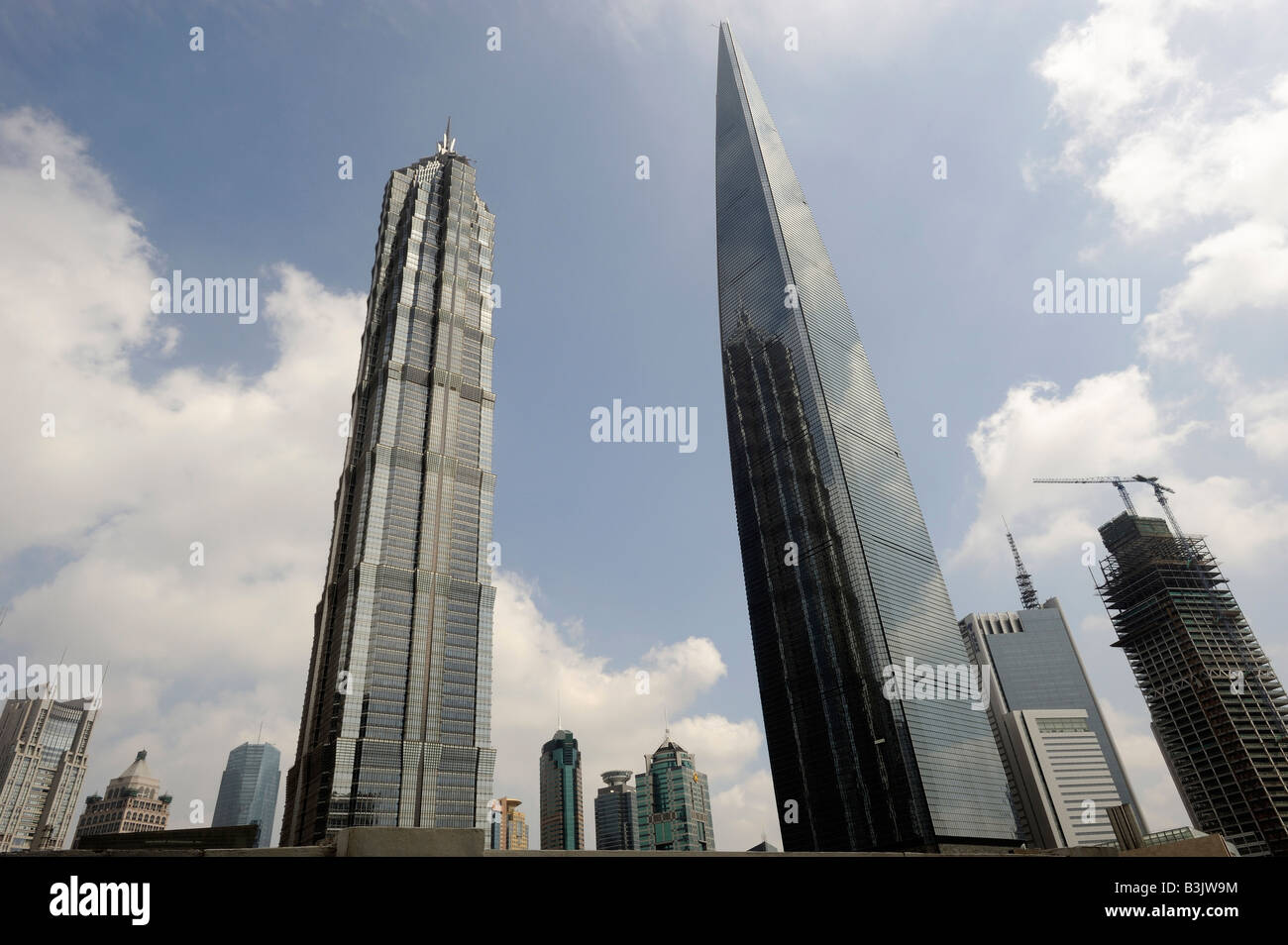 Shanghai World Financial Center and Jinmao Tower in Pudong, Shanghai, China. 07-Sep-2008 Stock Photo