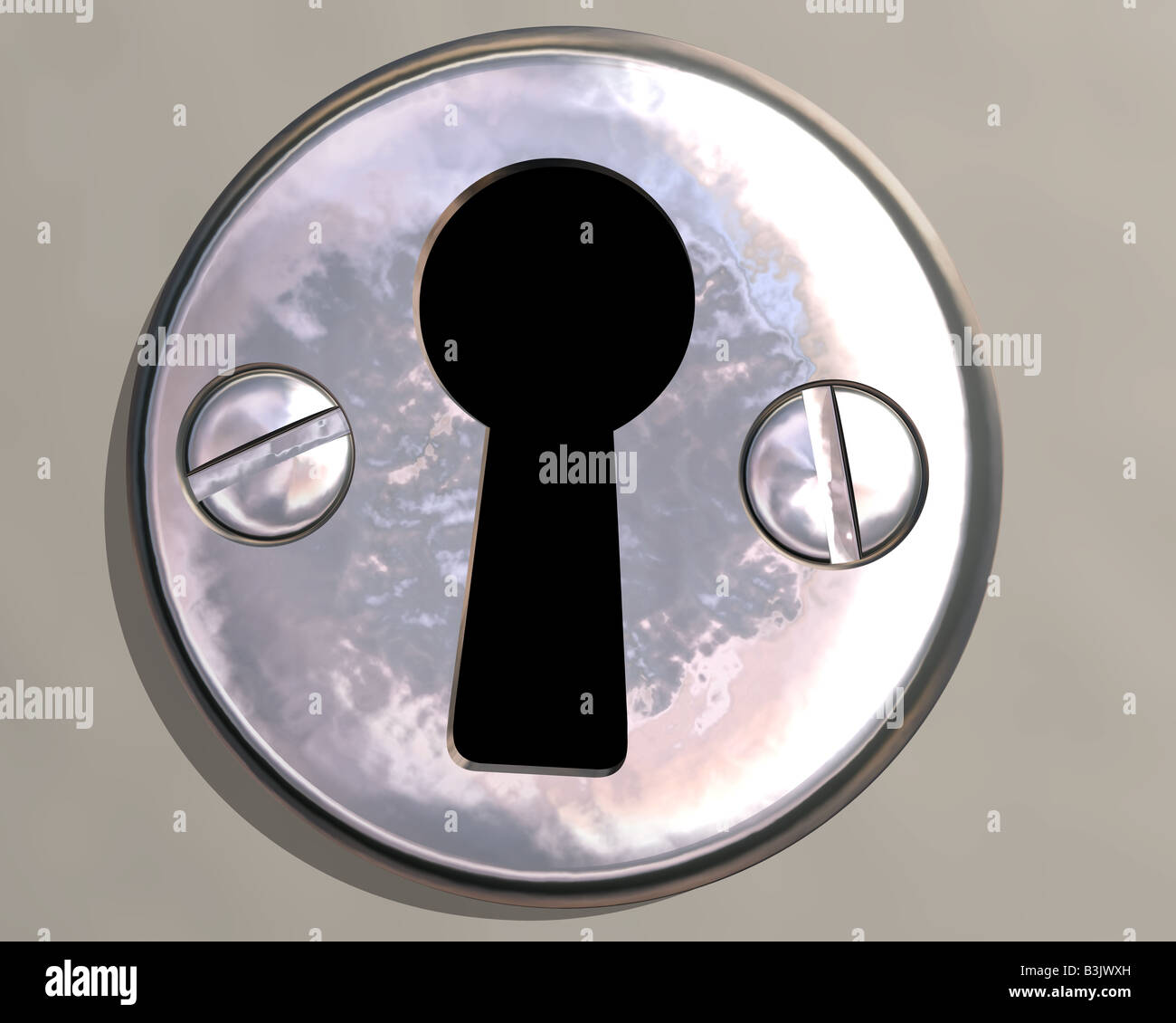 Illustration of a mysterious and innocent looking dark keyhole Stock Photo