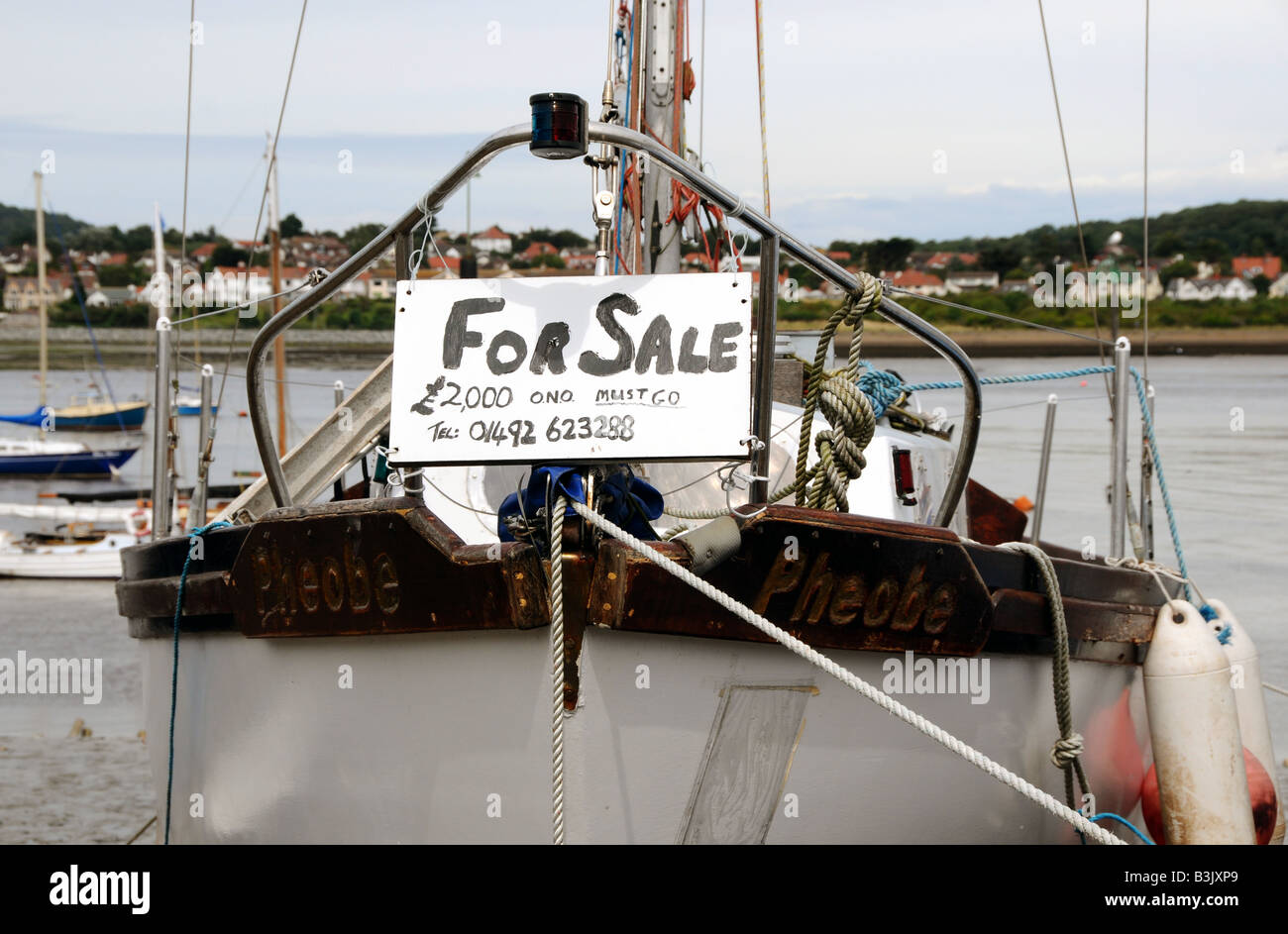 Boat for sale, Conwy, North Wales Stock Photo Alamy
