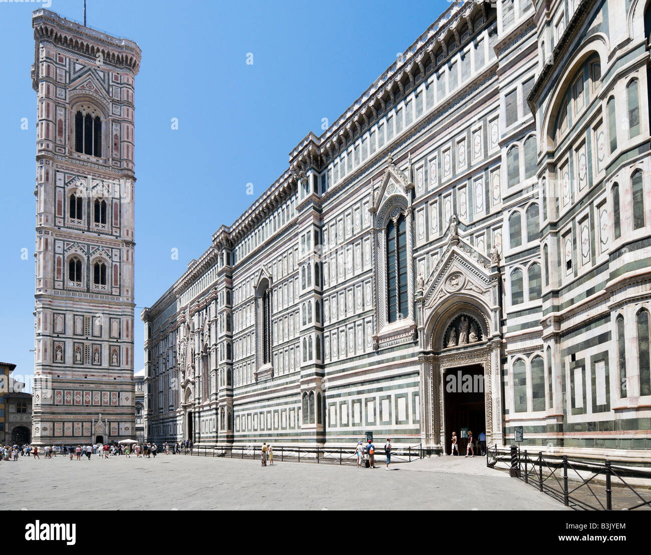 Basilica di Santa Maria del Fiore (the Duomo) and Giotto's Campanile from Piazza del Duomo, Florence, Tuscany, Italy Stock Photo