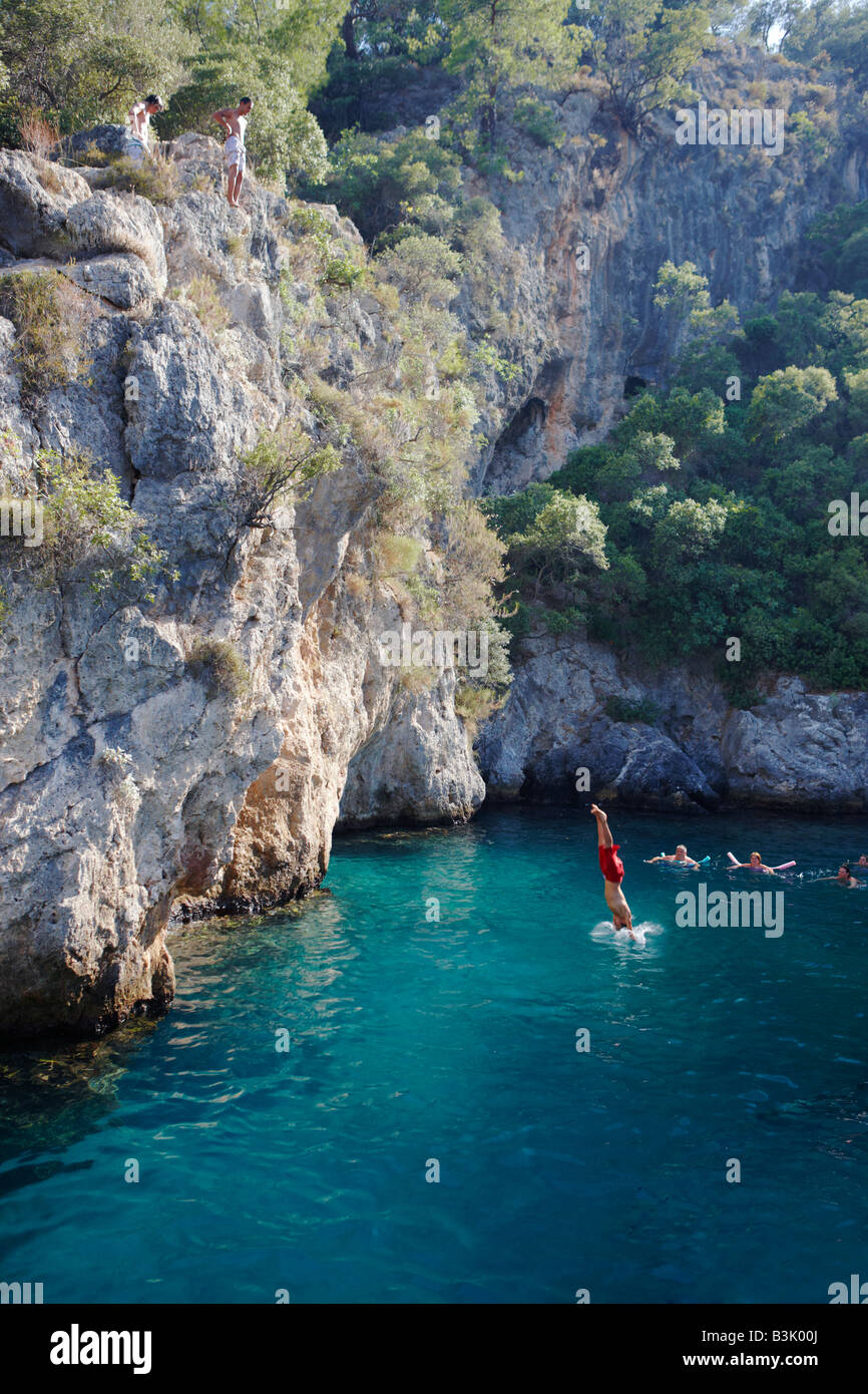 Cliff diving in Cold Spring Bay, not far from Oludeniz village