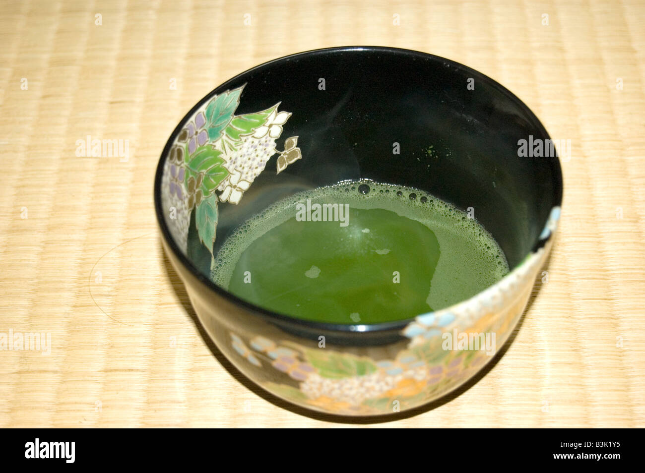 A cup of green tea at a tea ceremony in Japan Stock Photo Alamy