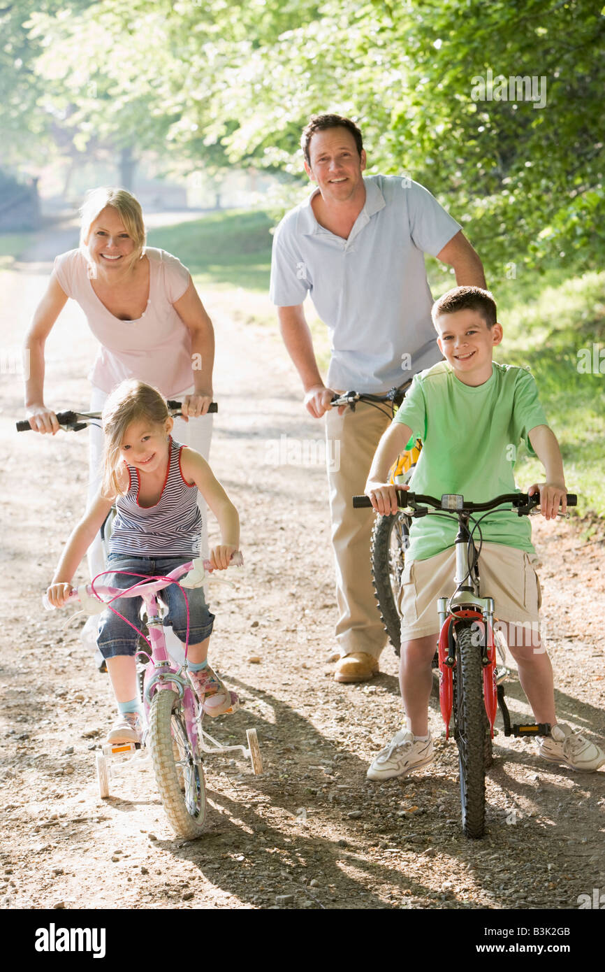 family on bikes