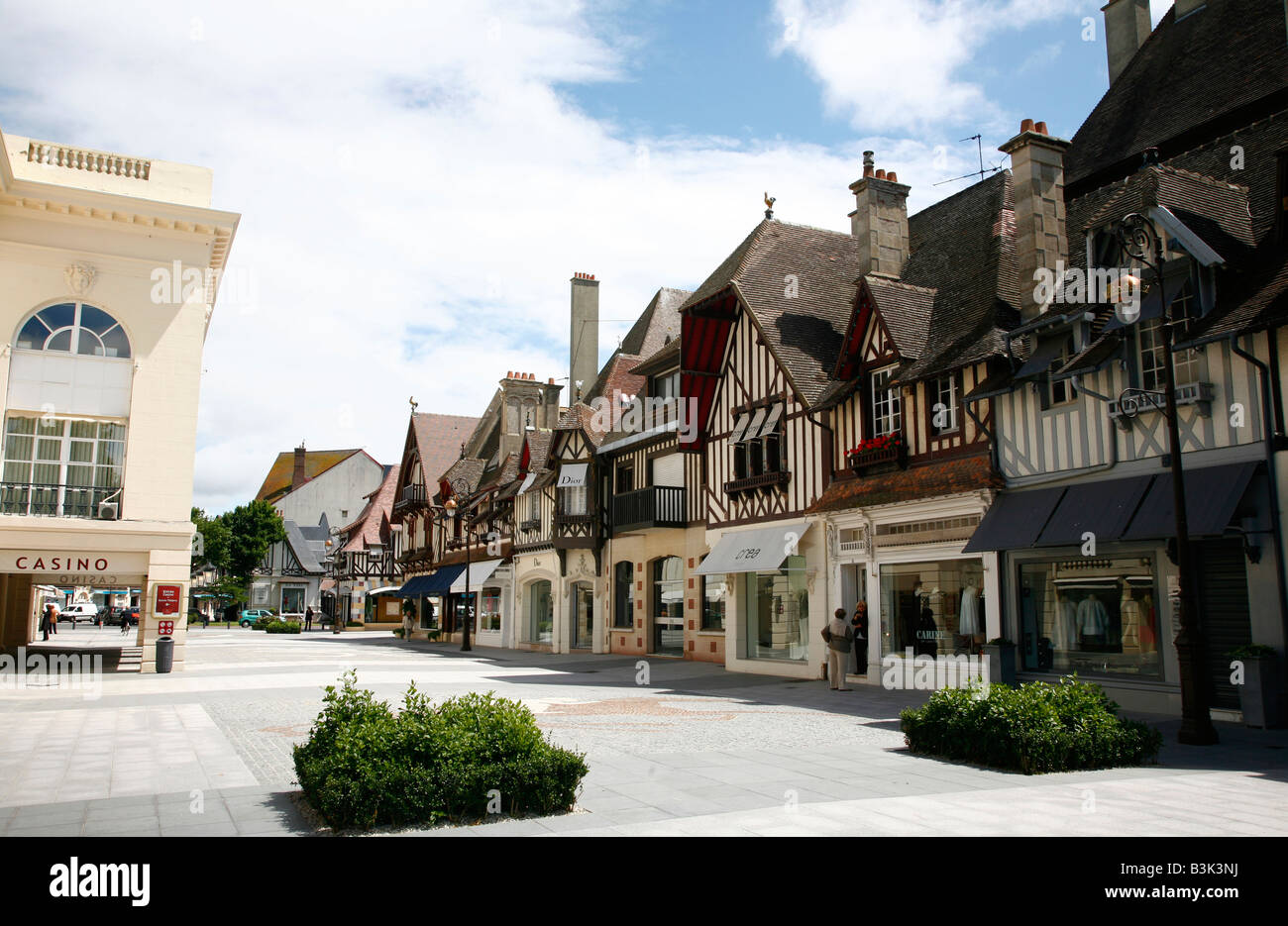 July 2008 - the area of designer boutiques shops Deauville Normandy France Stock Photo