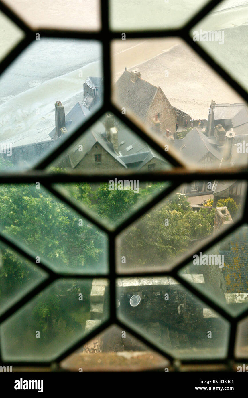 July 2008 - A View from a window at the abbey in Mont St Michel Normandy France Stock Photo