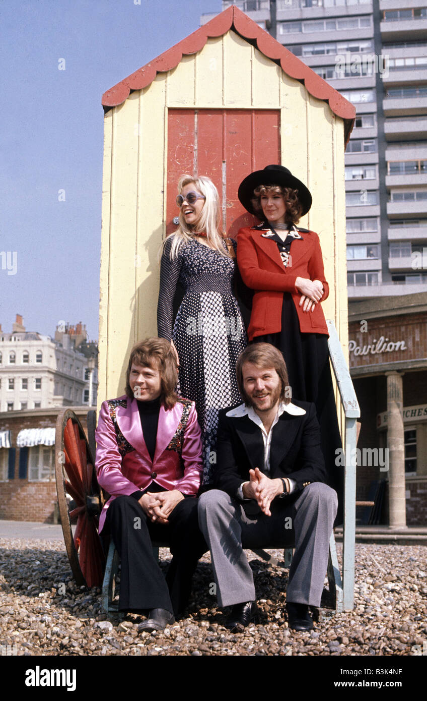 ABBA Swedish pop group in 1974 the year they won the Eurovision Song Contest Stock Photo