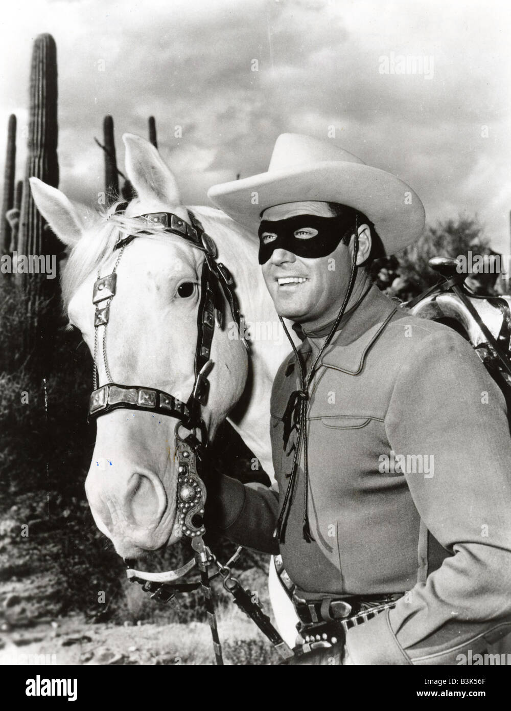 THE LONE RANGER US TV series which ran from 1949 to 1957 with Clayton Moore  and his horse Silver Stock Photo - Alamy