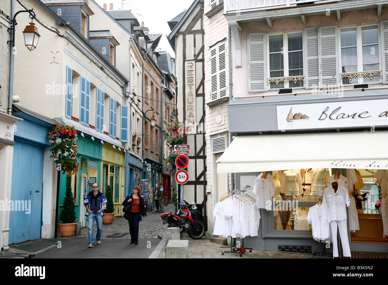 July 2008 - street scene in Honfleur Normandy France Stock Photo