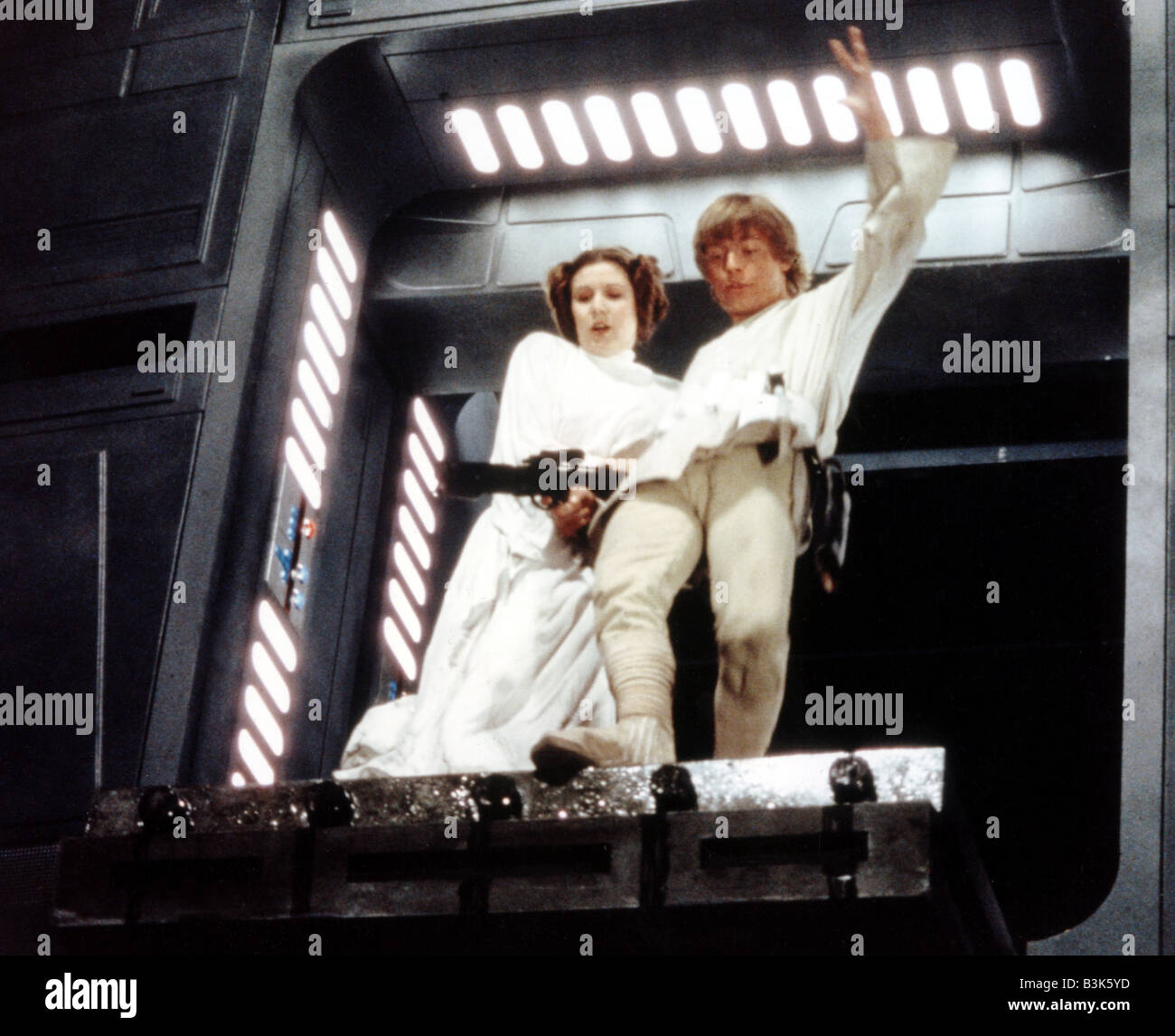 STAR WARS 1977 TCF/Lucas film with Mark Hamill and Carrie Fisher Stock Photo
