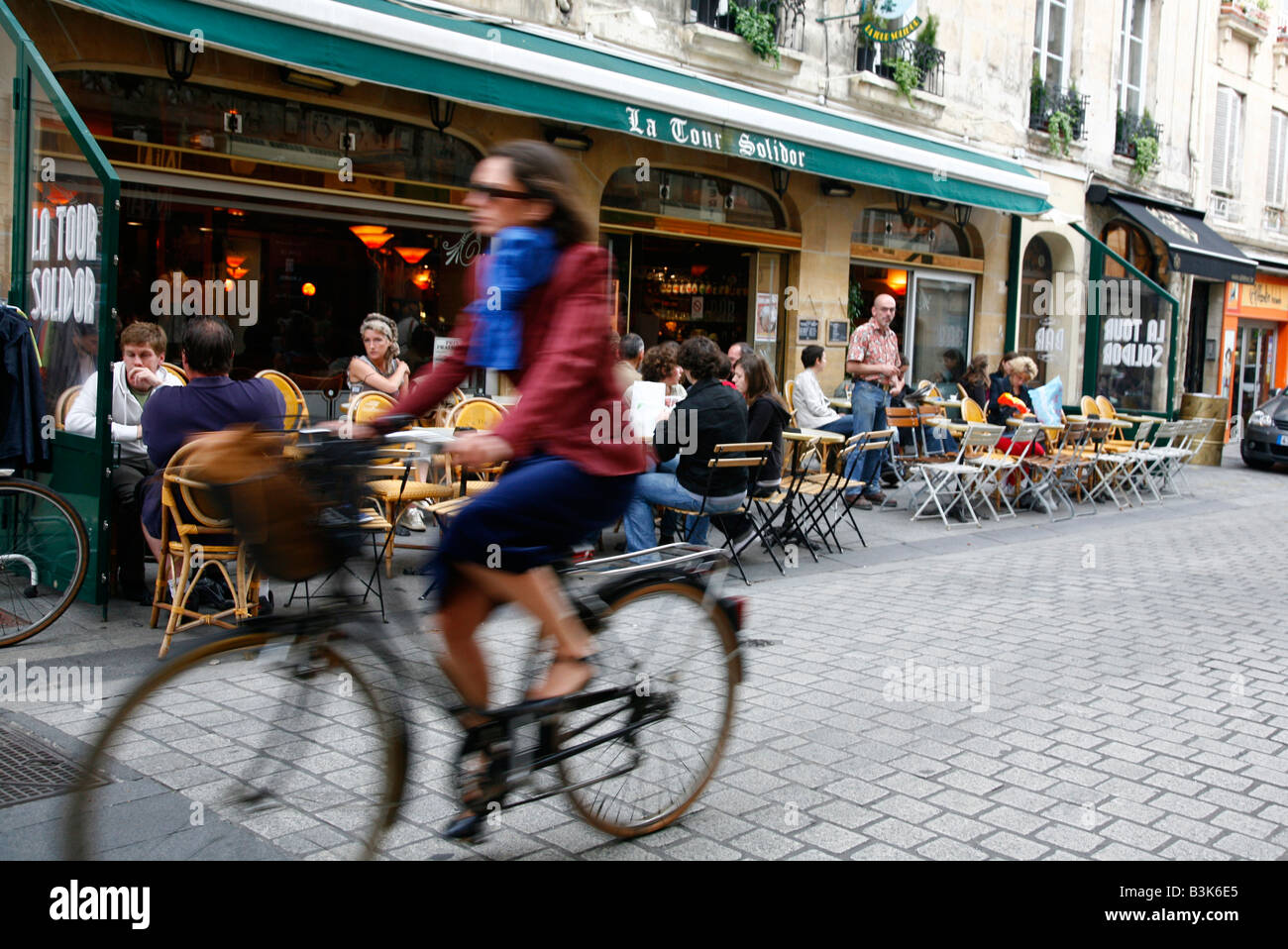 July 2008 - People sitting at an outdoors cafe in Caen Normandy France Stock Photo