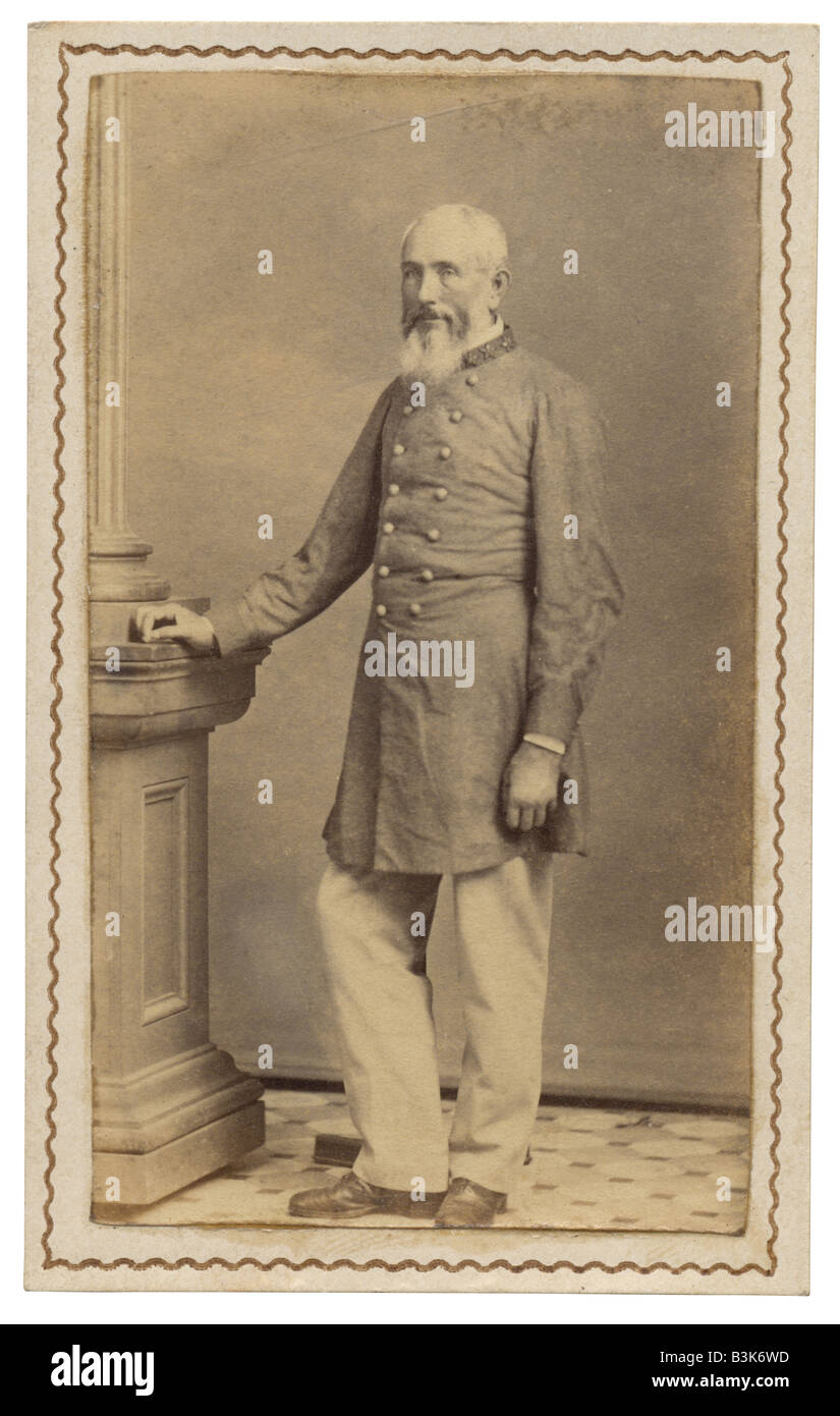 Antique carte de visite of Captain Warren Stone Walker of New Orleans, Louisiana in Civil War Confederate uniform, full body. Stock Photo