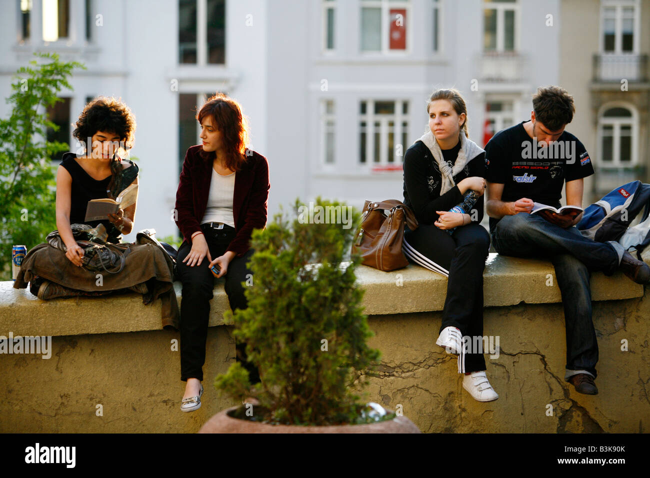 May 2008 - Young Turkish people in the Beyoglu quarter Istanbul Turkey Stock Photo