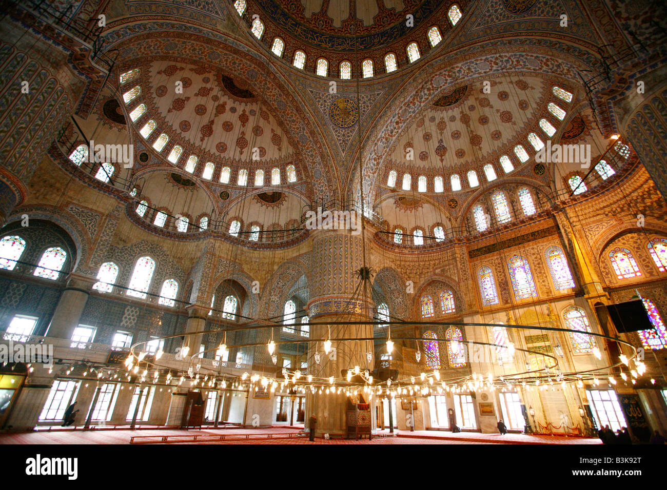 May 2008 - The interior of the Blue Mosque or in its Turkish name Sultan Ahmet Camii Istanbul Turkey Stock Photo
