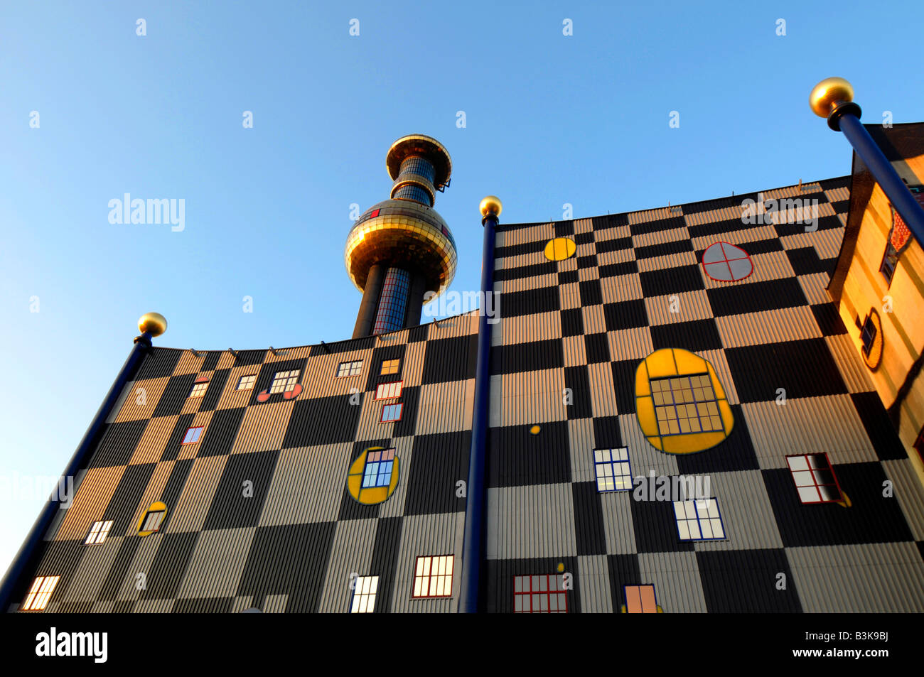 The waste incinerator and power station Hundertwasser Power Plant at Spittelau, Vienna, Austria Stock Photo