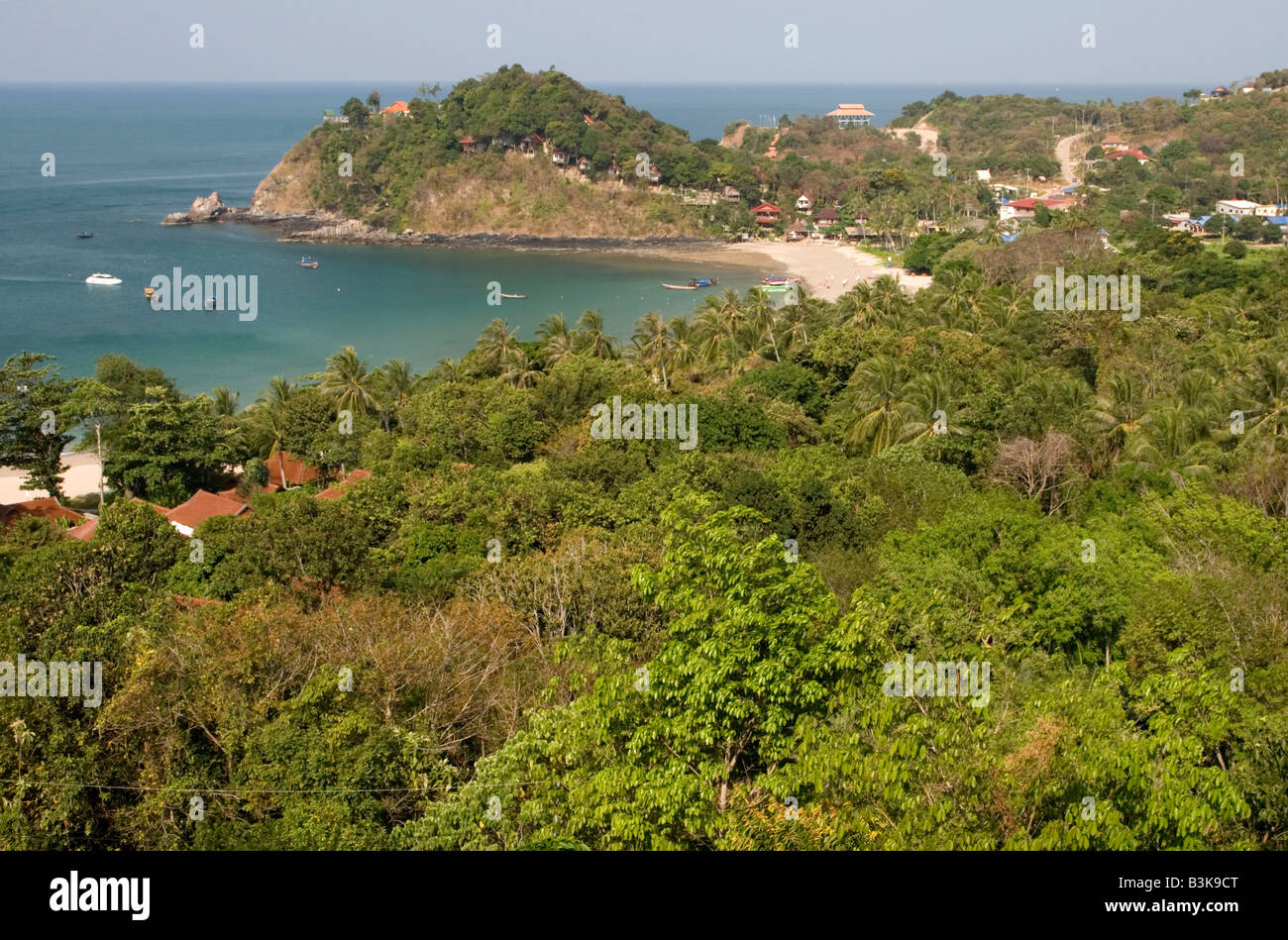 Ban Kantiang Beach, surrounded by beach forest and fronted by azure sea, in Ko Lanta, Thailand. Stock Photo