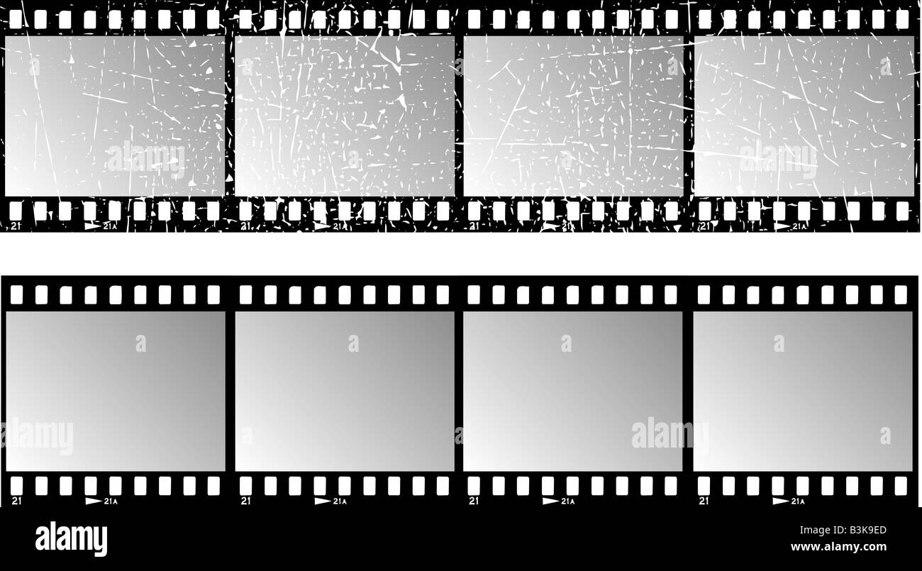 Film strips one with grunge texture Stock Photo