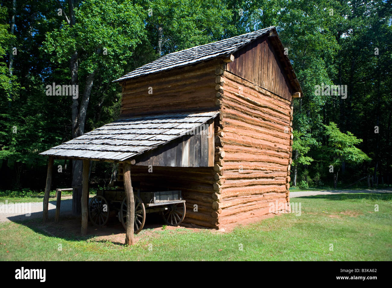 Tobacco barn, Booker T. Washington National Monument, Hardy, Virginia Stock Photo