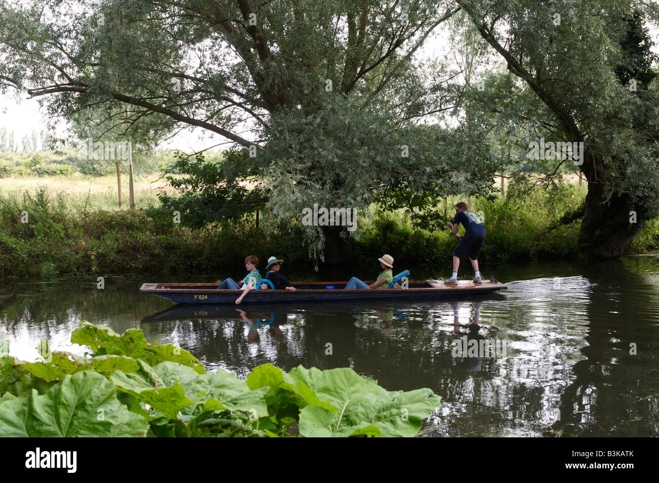 Punting on River Cam between Cambridge and Grantchester Stock Photo