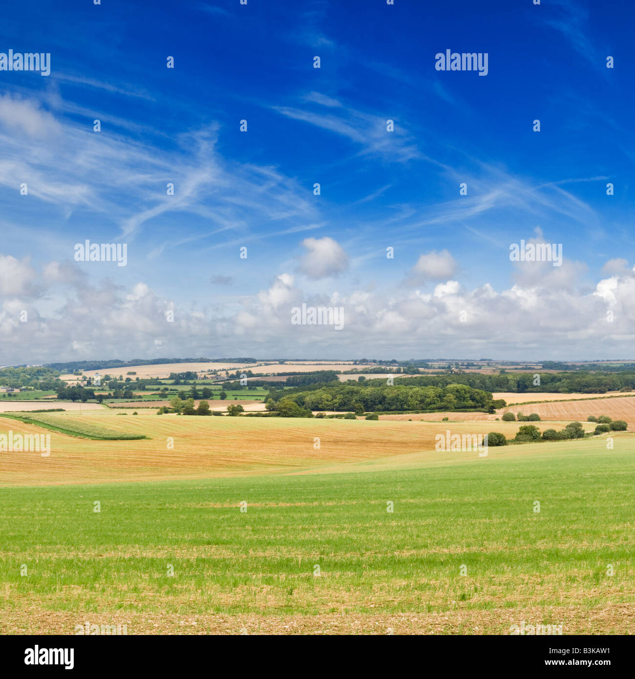 British countryside UK - Beautiful rolling hills of the Lincolnshire Wolds, England, UK Stock Photo