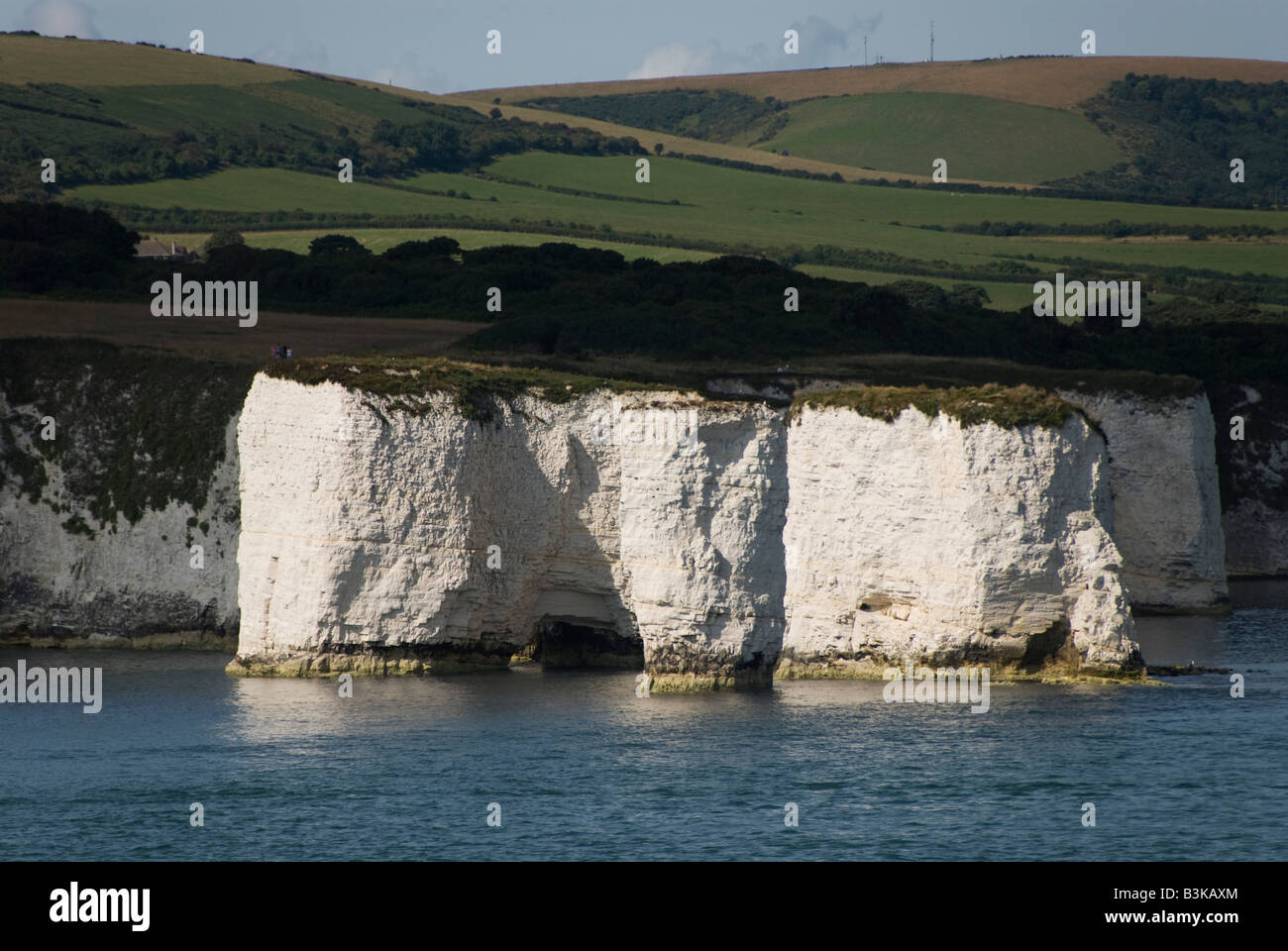 Old Harry Rocks seen from the sea, on the Isle of Purbeck, near ...