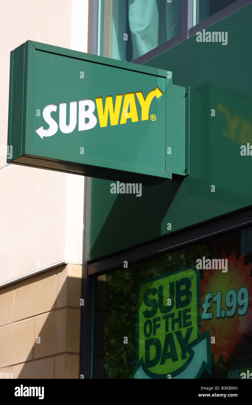 Subway fast food outlet in a U.K. city. Stock Photo