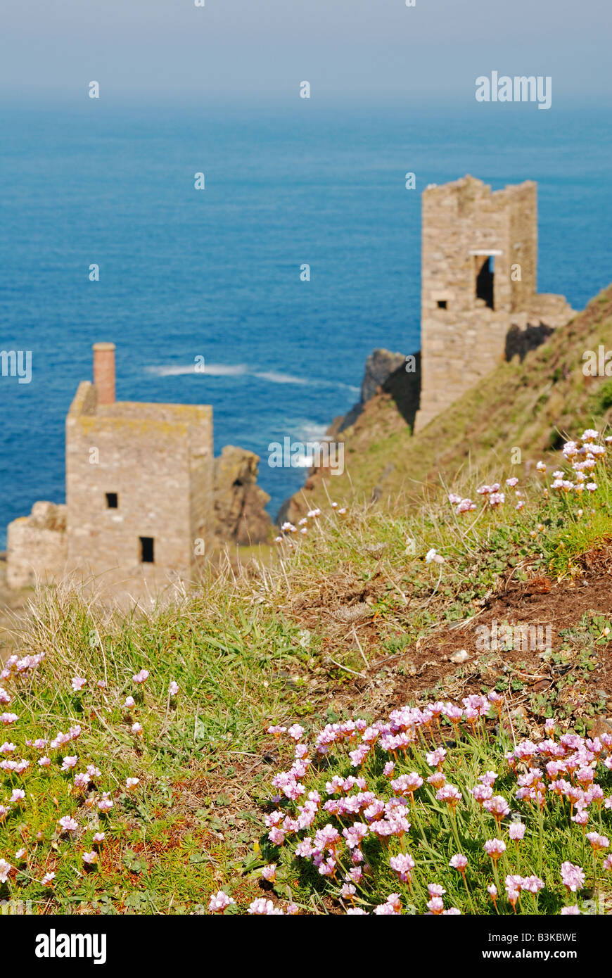 the botallack crowns engine houses on the coastline in penwith,cornwall,uk Stock Photo